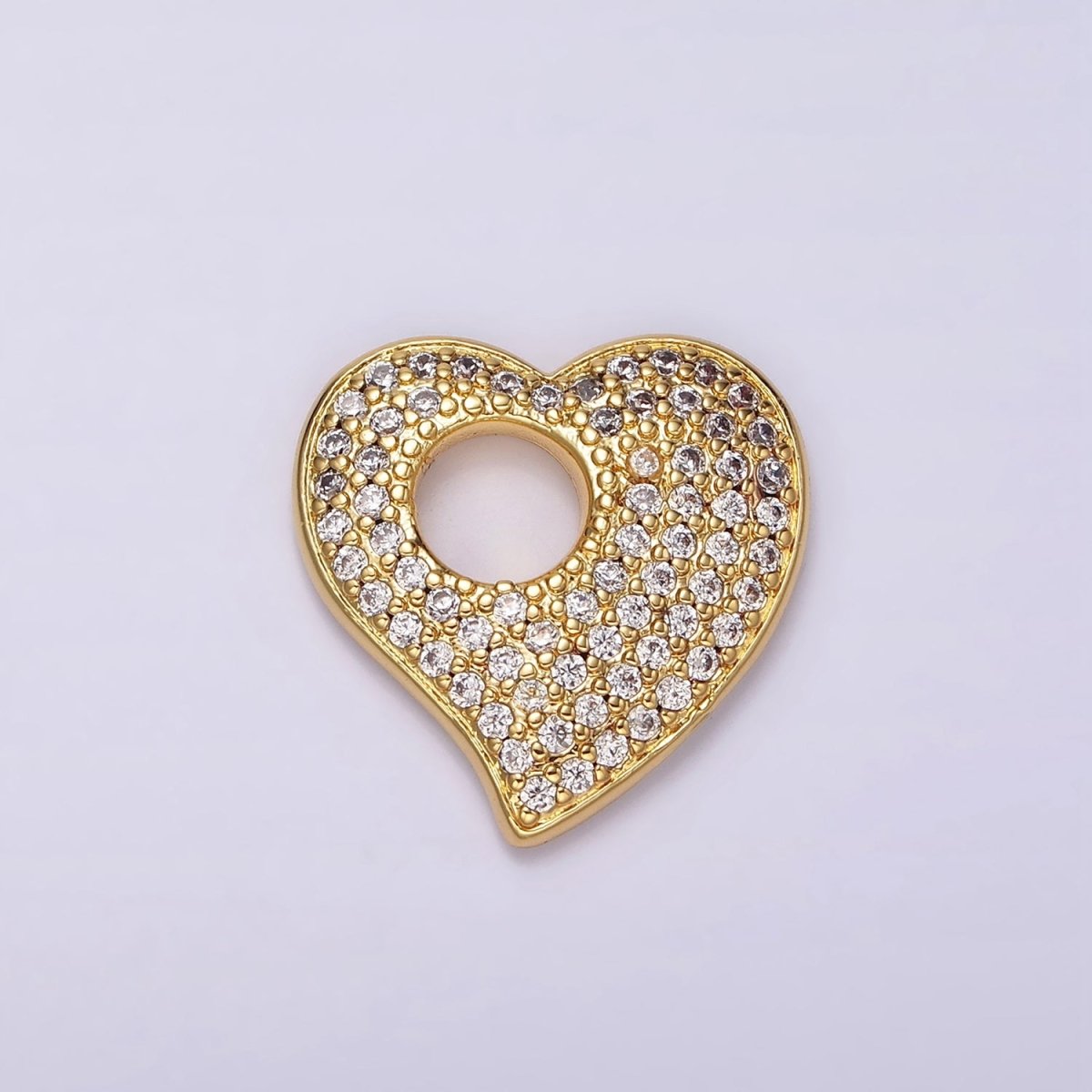 14K Gold Filled Clear CZ Micro Paved Open Heart Charm | AC908