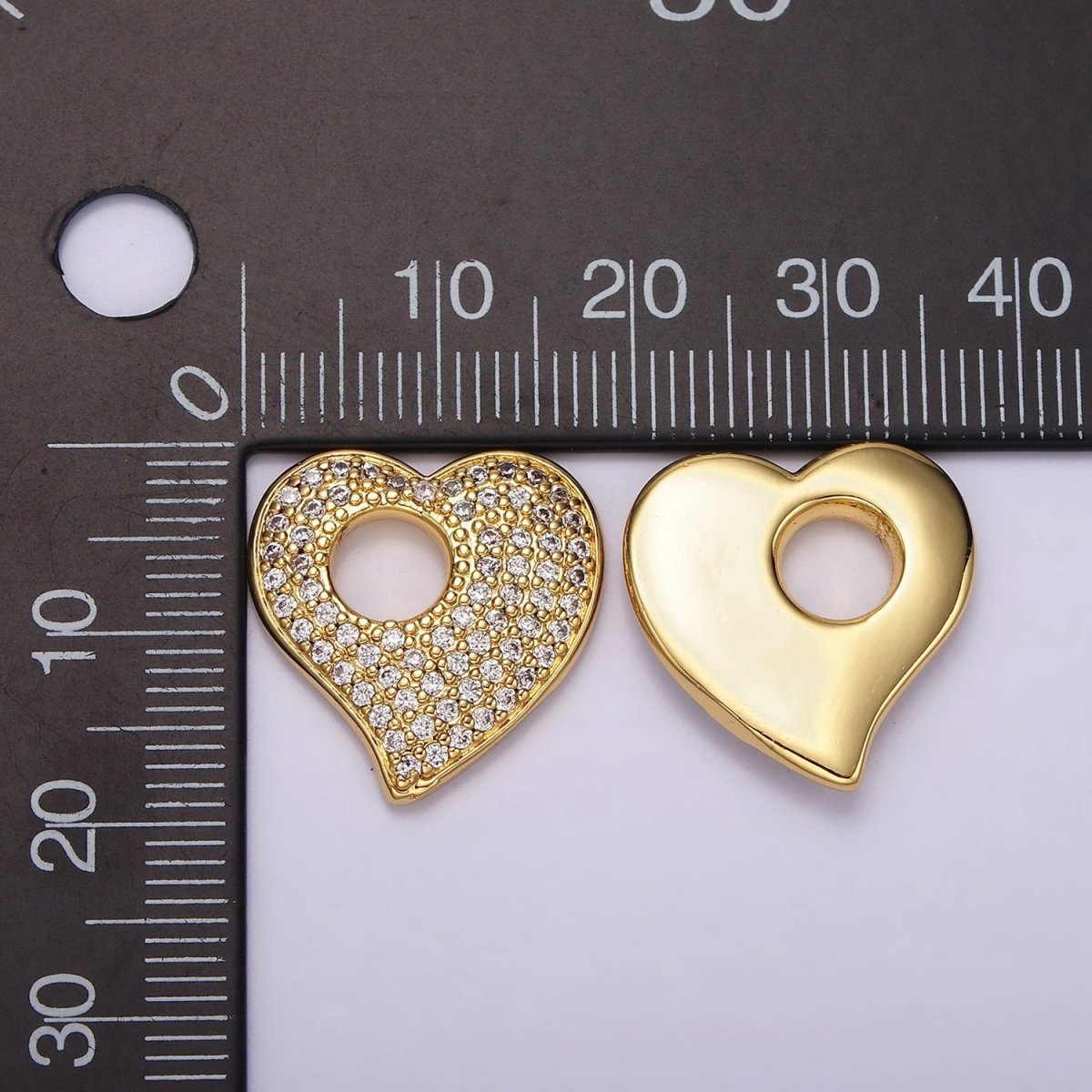 14K Gold Filled Clear CZ Micro Paved Open Heart Charm | AC908