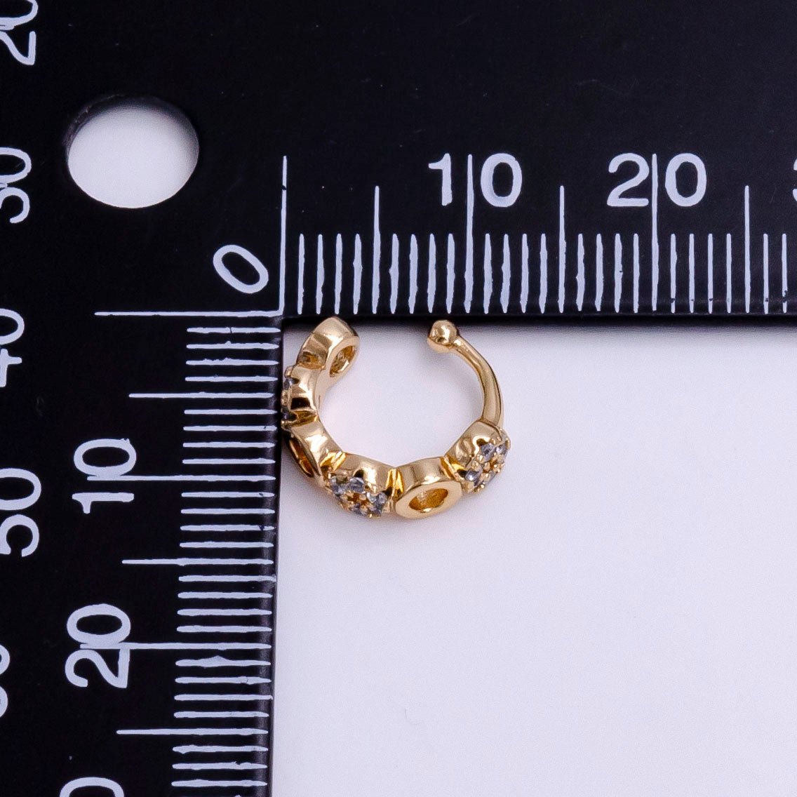 14K Gold Filled Clear CZ Micro Paved Open Rounded Ear Cuff Earrings | AI095