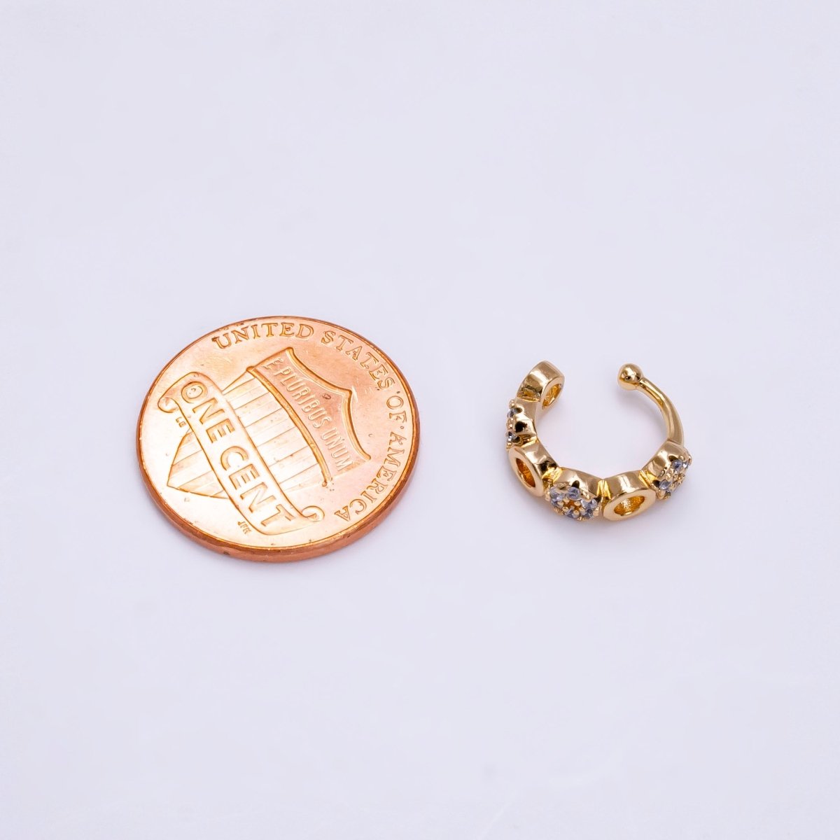 14K Gold Filled Clear CZ Micro Paved Open Rounded Ear Cuff Earrings | AI095
