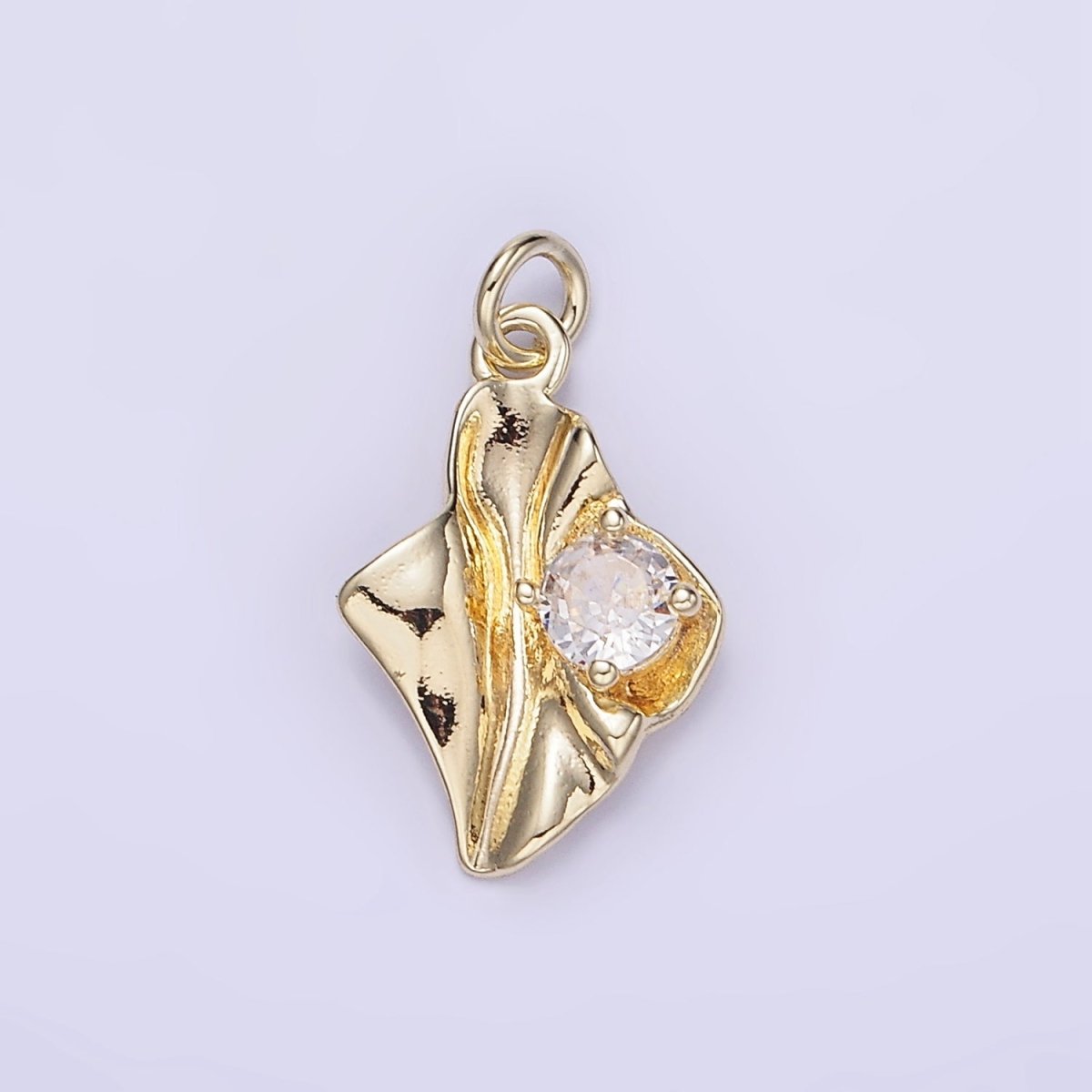 14K Gold Filled Clear CZ Molten Foil Mini Charm | W589