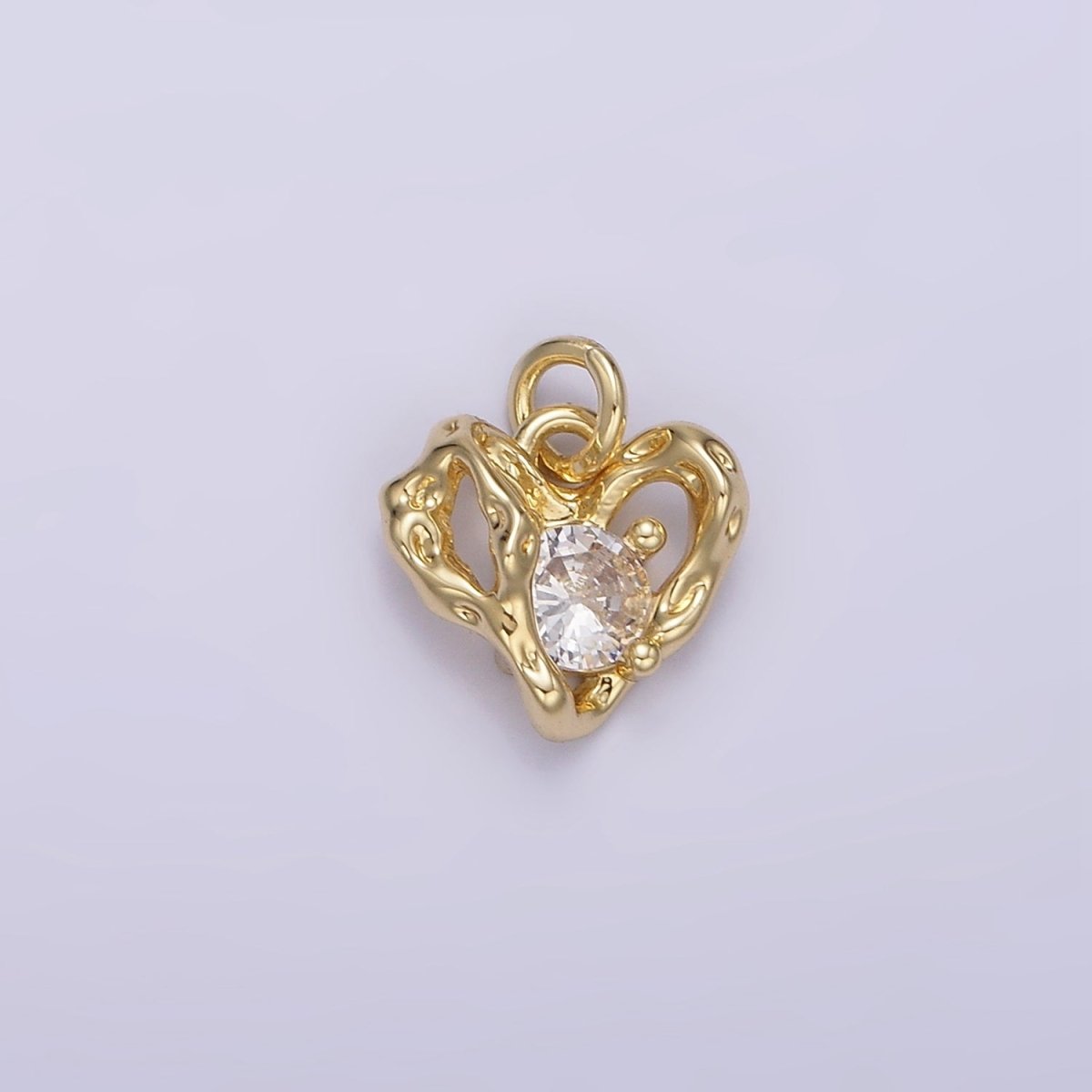 14K Gold Filled Clear CZ Molten Open Heart Add-On Charm | AC901