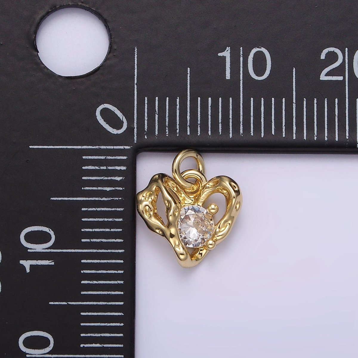 14K Gold Filled Clear CZ Molten Open Heart Add-On Charm | AC901