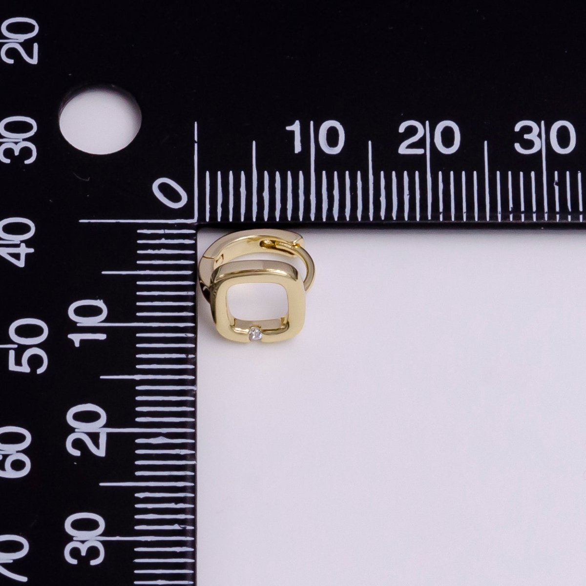 14K Gold Filled Clear CZ Open Square Huggie 10mm Cartilage Huggie Earrings | AD1086
