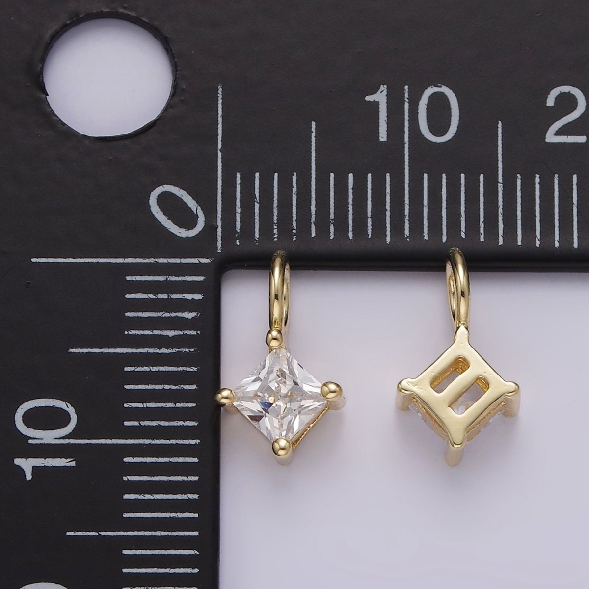 14K Gold Filled Clear CZ Rhombus Bezel Mini Charm | AG561