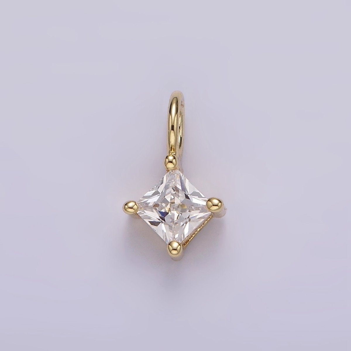 14K Gold Filled Clear CZ Rhombus Bezel Mini Charm | AG561
