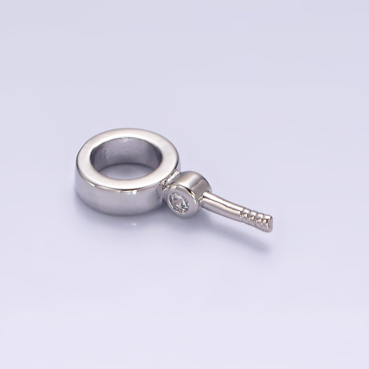 14K Gold Filled Clear CZ Round Drill Charm Holder Jewelry Findings Supply in Gold & Silver | Z-472 Z-473