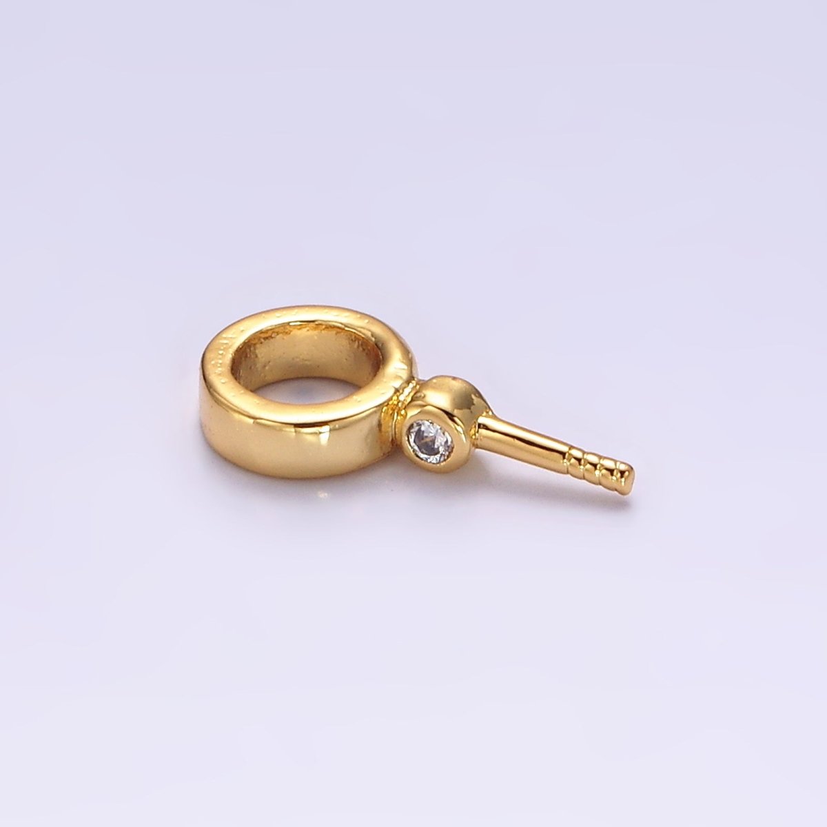 14K Gold Filled Clear CZ Round Drill Charm Holder Jewelry Findings Supply in Gold & Silver | Z-472 Z-473