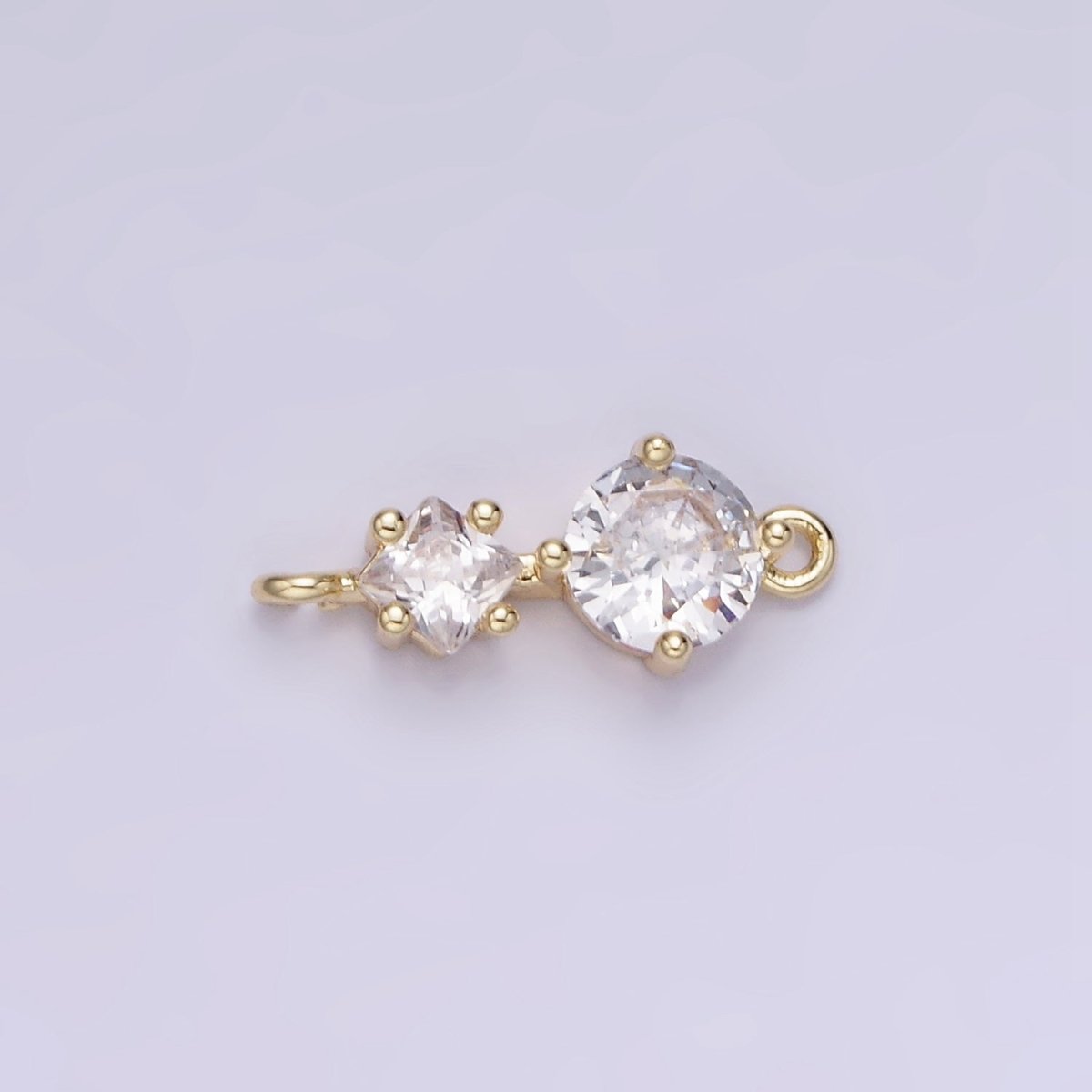 14K Gold Filled Clear CZ Round Rhombus Connector | G294