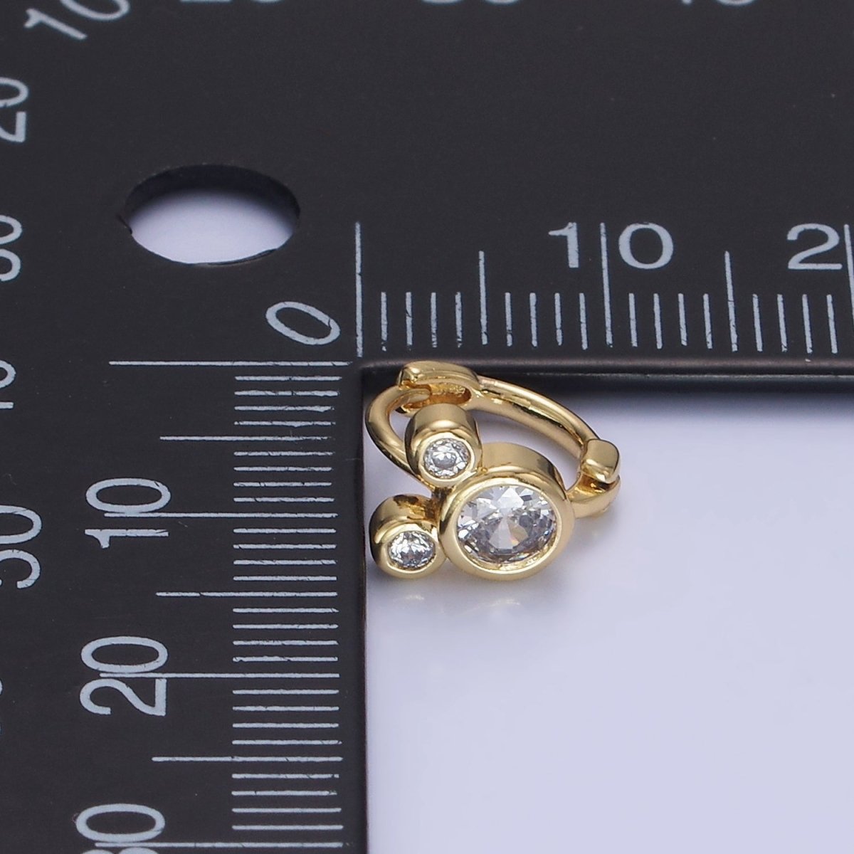 14K Gold Filled Clear CZ Triple Mouse Animal Huggie Earrings | AB1260