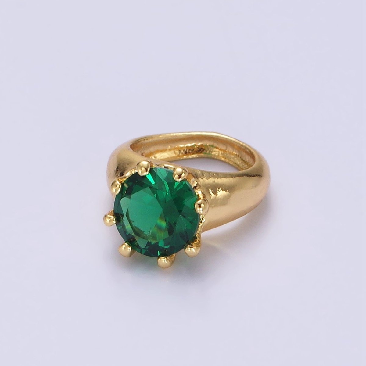 14K Gold Filled Clear, Green CZ Dotted Signet Mini Ring Charm | Z579 Z580