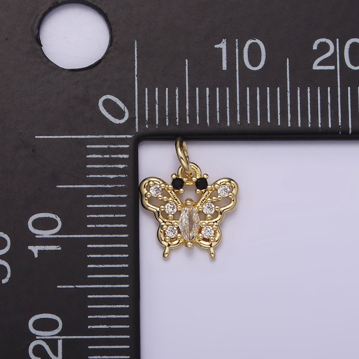 14K Gold Filled Clear Marquise CZ Dotted Open Butterfly Animal Charm | AG241