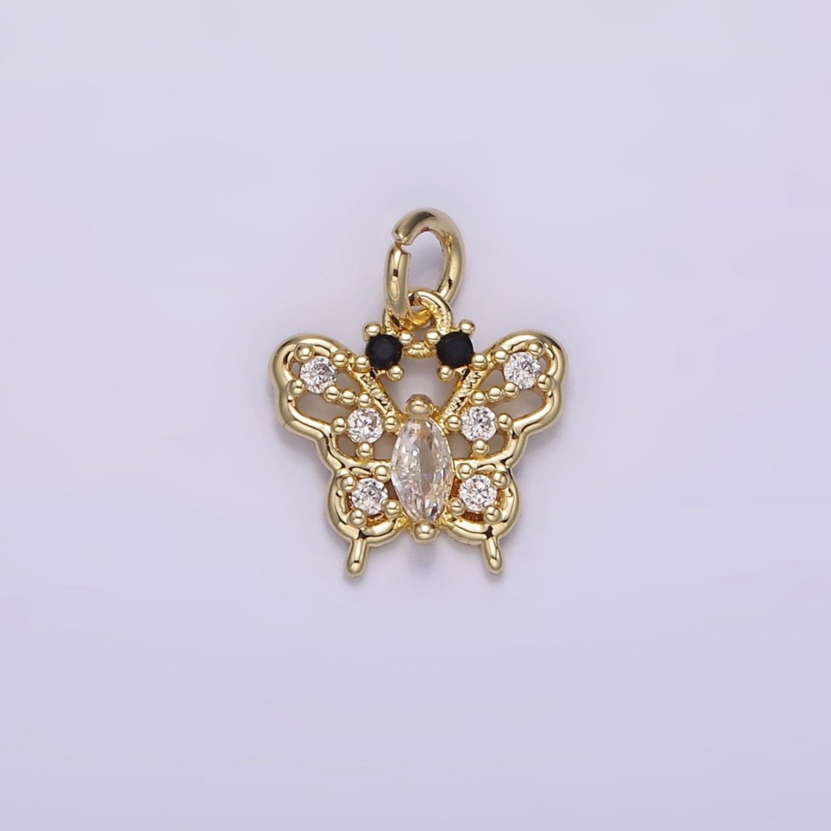 14K Gold Filled Clear Marquise CZ Dotted Open Butterfly Animal Charm | AG241