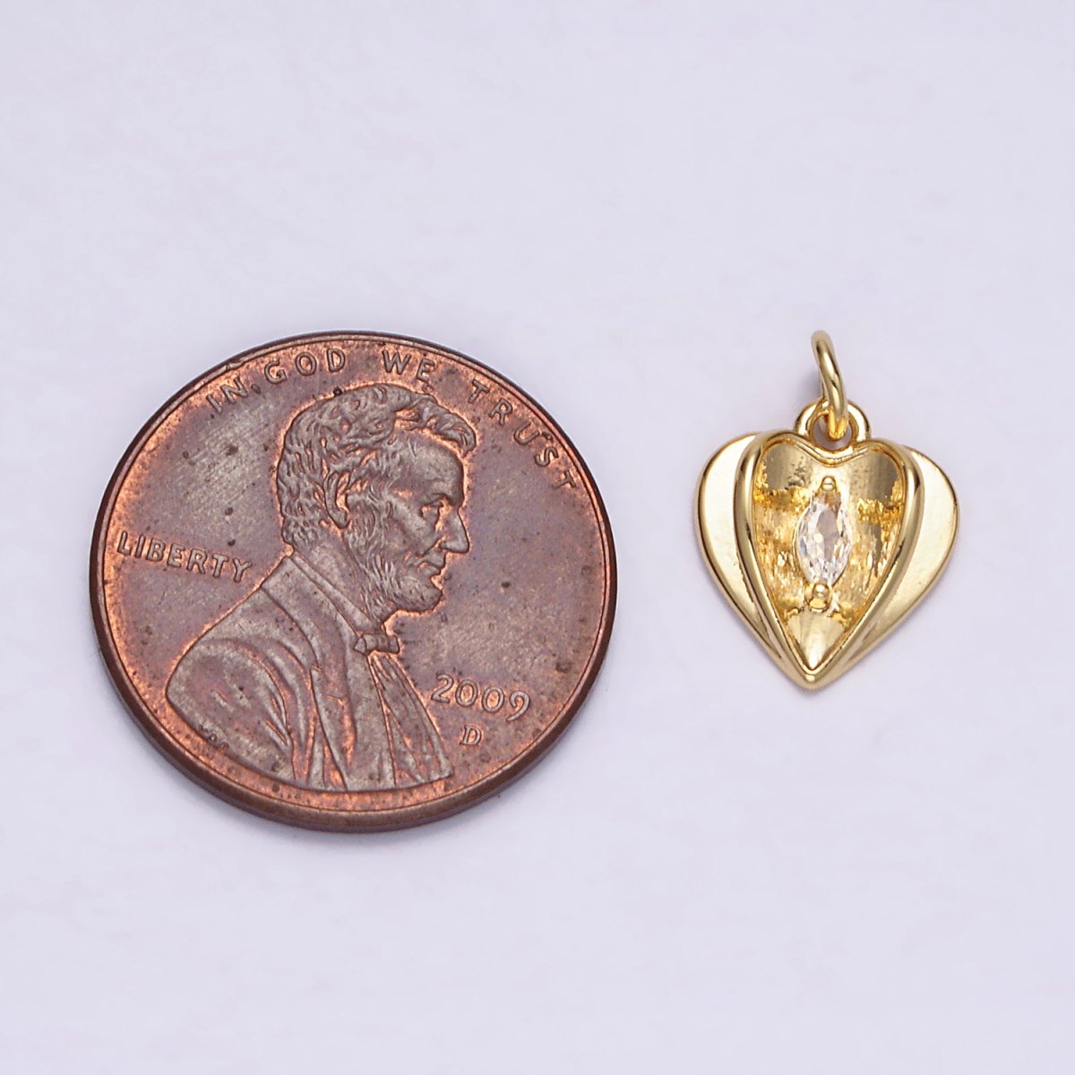 14K Gold Filled Clear Marquise CZ Open Double Heart Charm | N1491