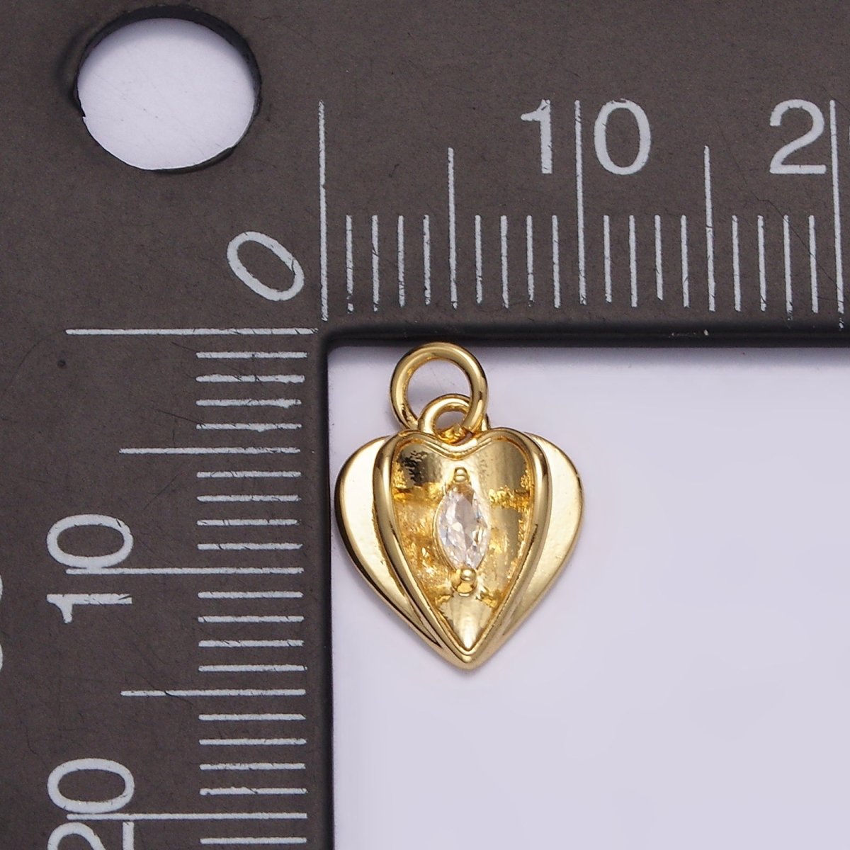 14K Gold Filled Clear Marquise CZ Open Double Heart Charm | N1491