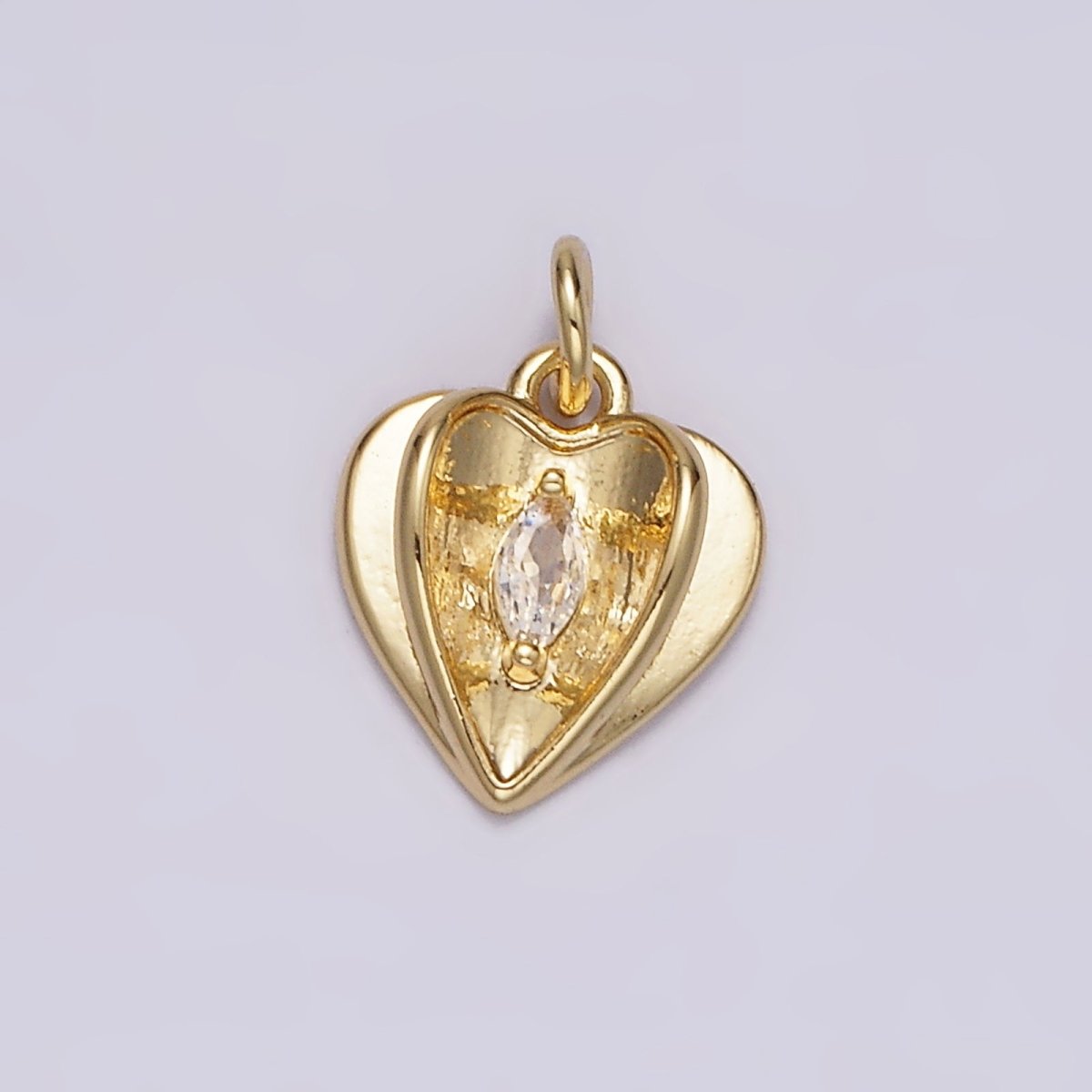 14K Gold Filled Clear Marquise CZ Open Double Heart Charm | N1491