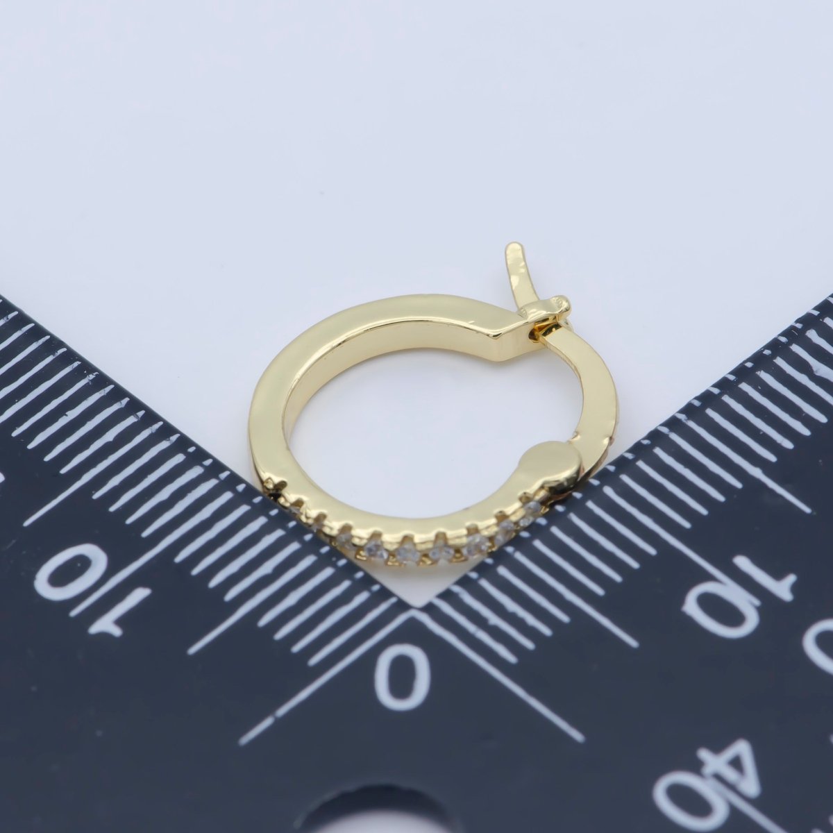 14K Gold Filled 15mm Micro Paved CZ Cartilage Latch Hoop Earrings | AB1198
