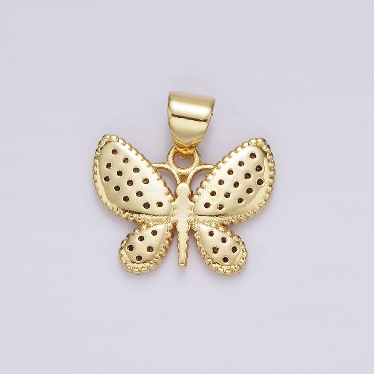 14K Gold Filled Clear Micro Paved CZ Butterfly Insect Pendant | AH077