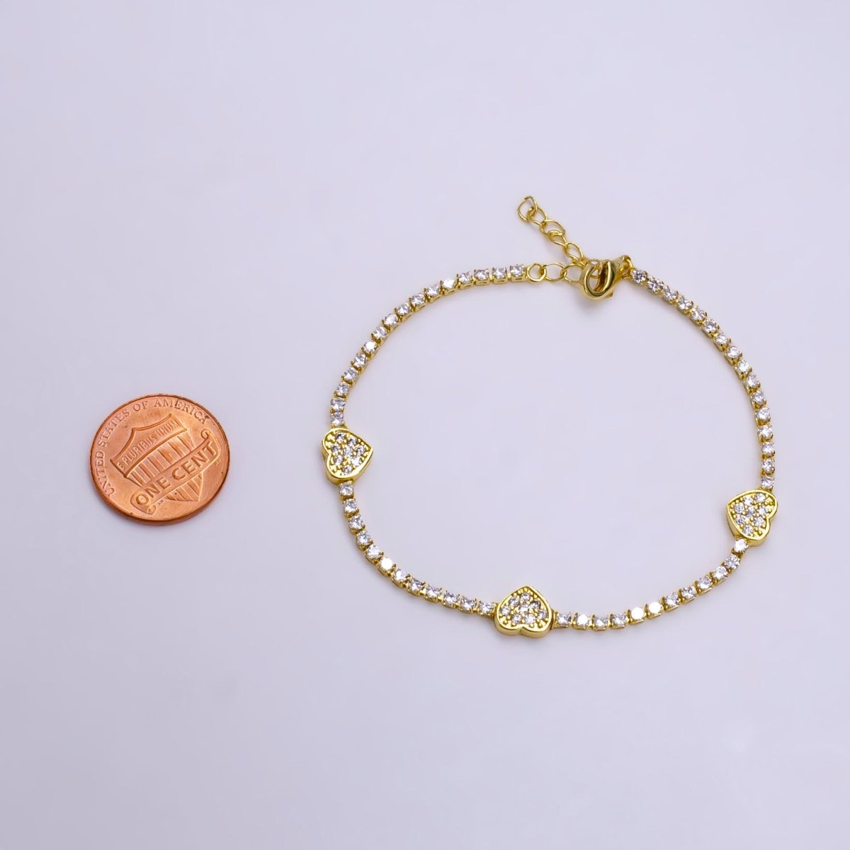 14K Gold Filled Clear Micro Paved CZ Heart Tennis Chain 7 Inch Bracelet in Gold & Silver | WA-2129 WA-2130