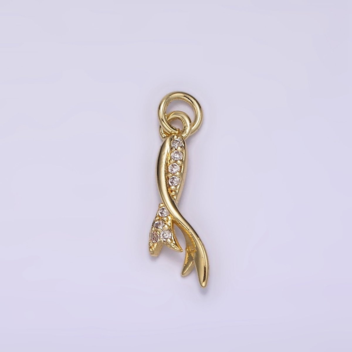 14K Gold Filled Clear Micro Paved CZ Ribbon Tie Add-On Charm | AG195
