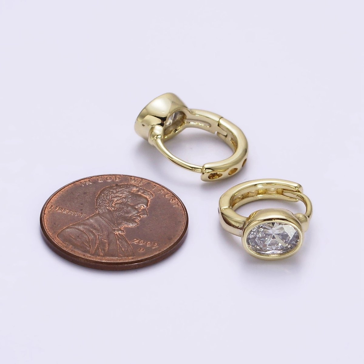 14K Gold Filled Clear Oval CZ 12mm Cartilage Earrings | AE807