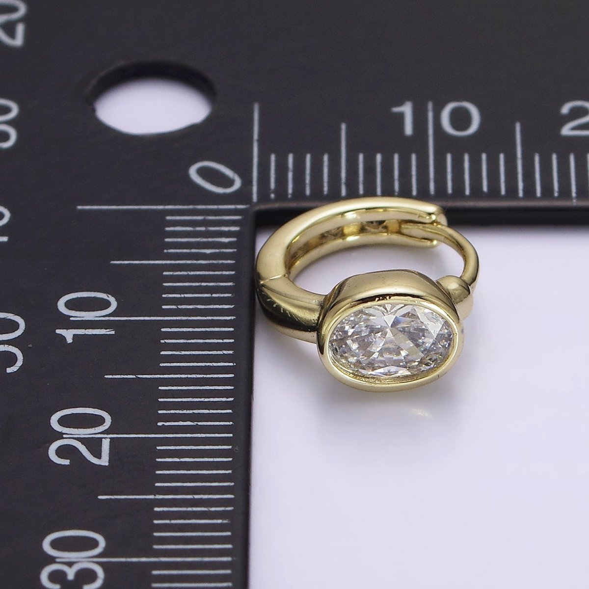 14K Gold Filled Clear Oval CZ 12mm Cartilage Earrings | AE807