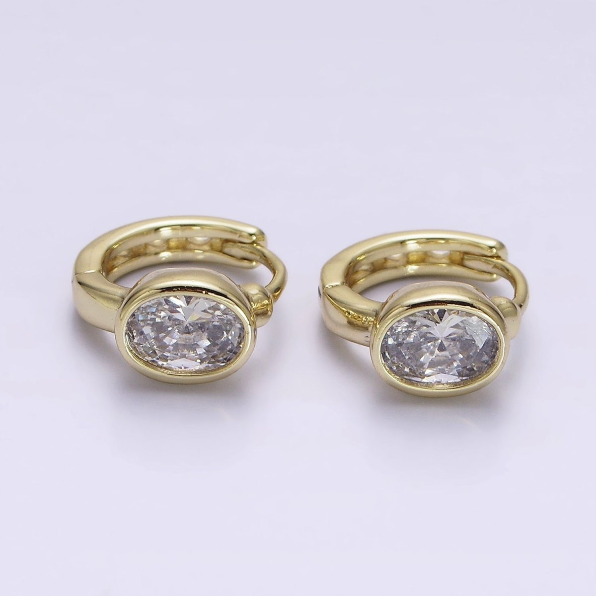 14K Gold Filled Clear Oval CZ 12mm Cartilage Earrings | AE807