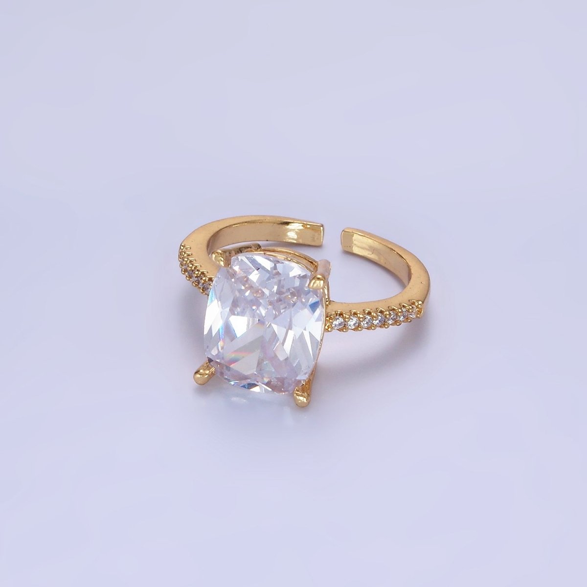 14K Gold Filled Clear Oval CZ Micro Paved Solitaire Ring | O1327