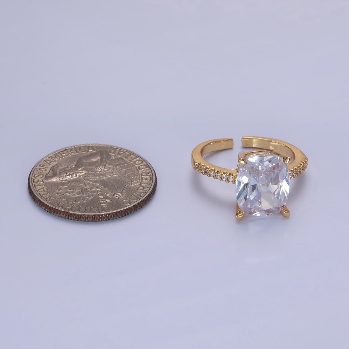 14K Gold Filled Clear Oval CZ Micro Paved Solitaire Ring | O1327