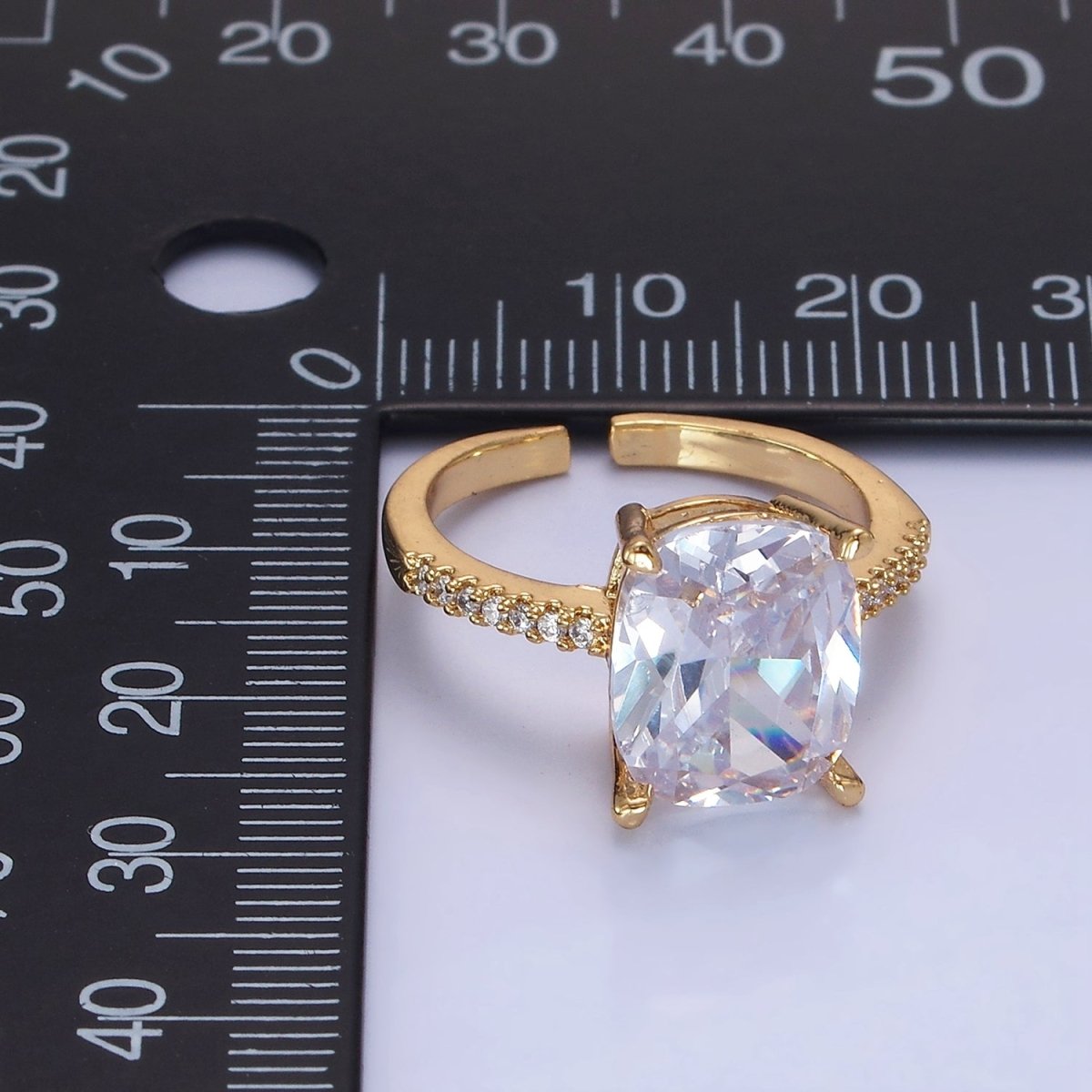 14K Gold Filled Clear Oval CZ Micro Paved Solitaire Ring | O1327