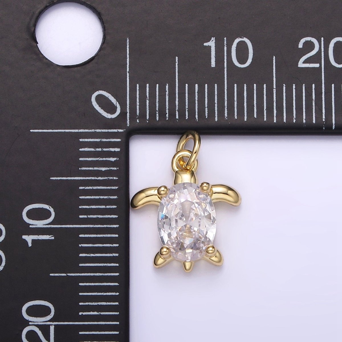 14K Gold Filled Clear Oval CZ Turtle Animal Add-On Charm | AG-224