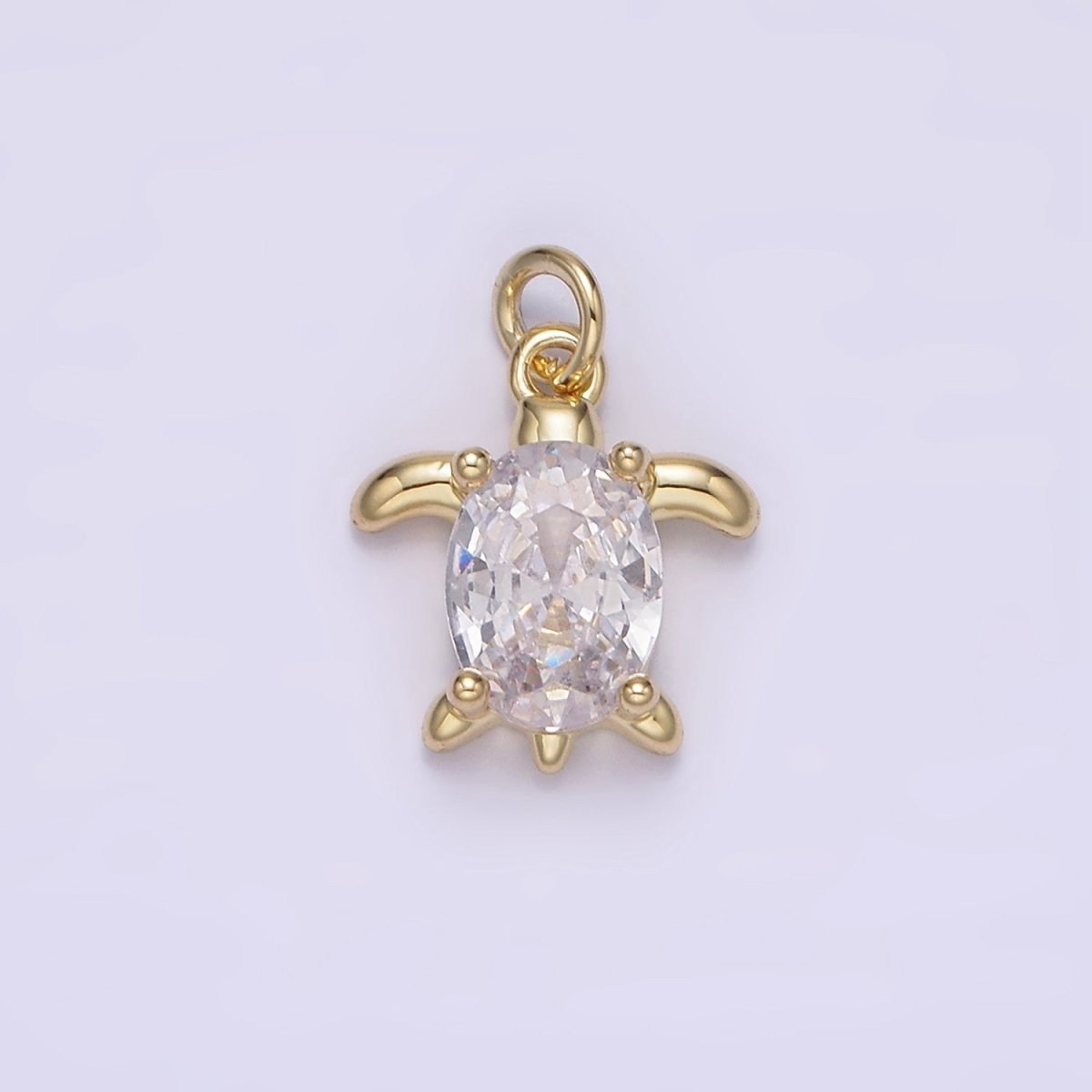 14K Gold Filled Clear Oval CZ Turtle Animal Add-On Charm | AG-224