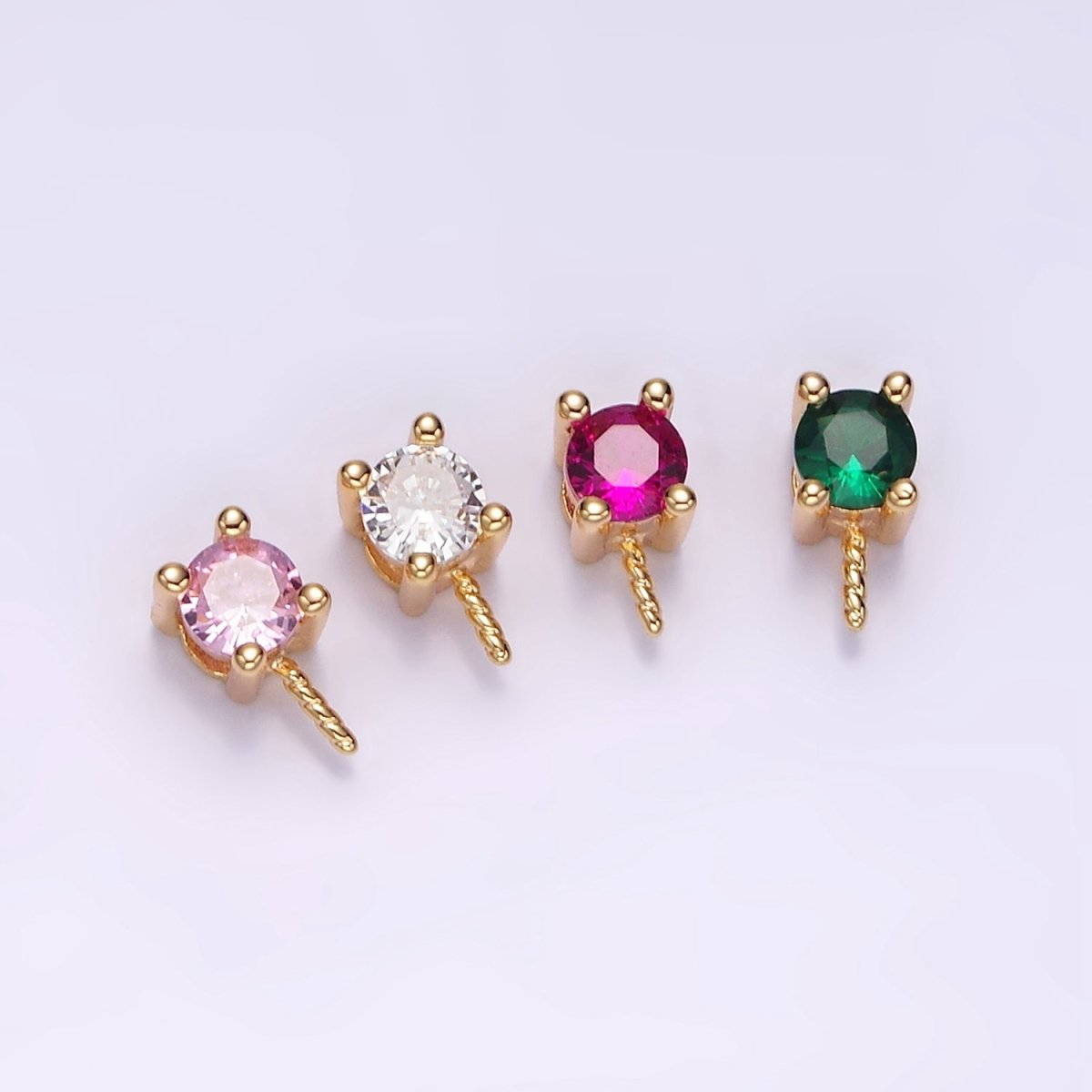 14K Gold Filled, Clear, Pink, Fuchsia, Green CZ Drill Bail Jewelry Making Findings Supply | Z-516 - Z-519