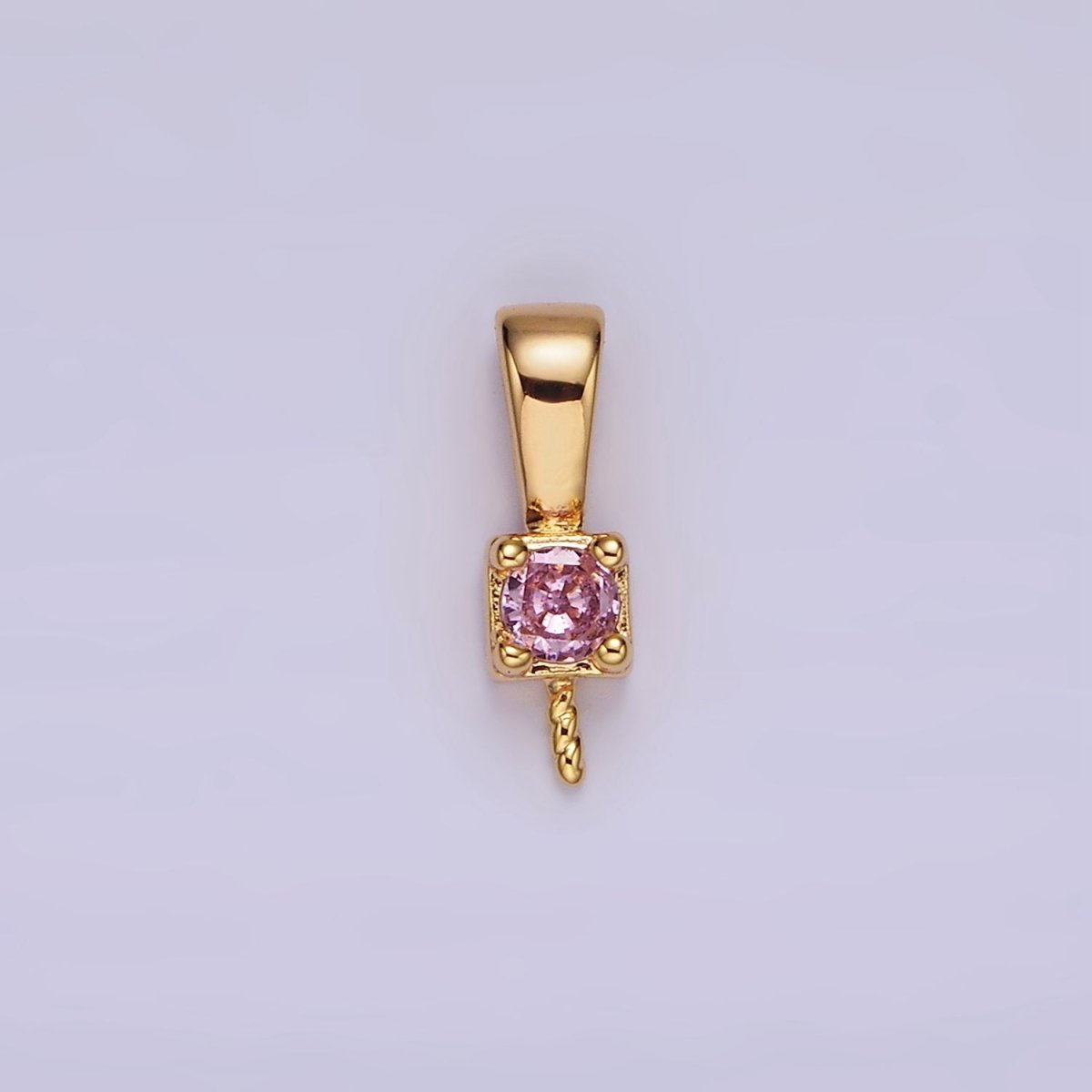 14K Gold Filled Clear, Pink, Green, Fuchsia CZ Drill Pendant Bail Jewelry Making Findings Supply | Z-511 - Z-514