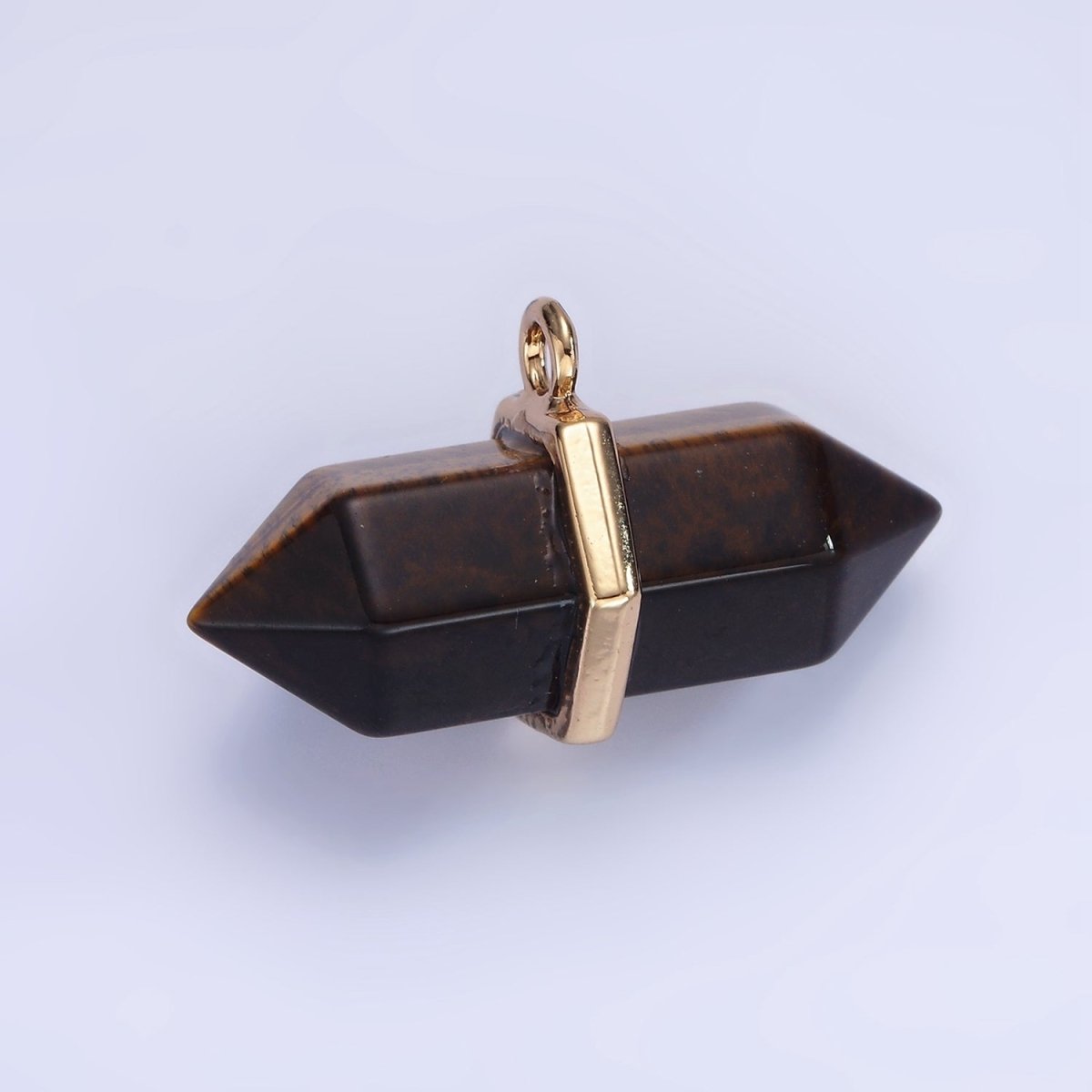 14K Gold Filled Clear Quartz, Lapis Lazuli, Tiger Eye, Rose Quartz, Onyx, Labradorite Pointed Wand Charm | N1678 - N1683