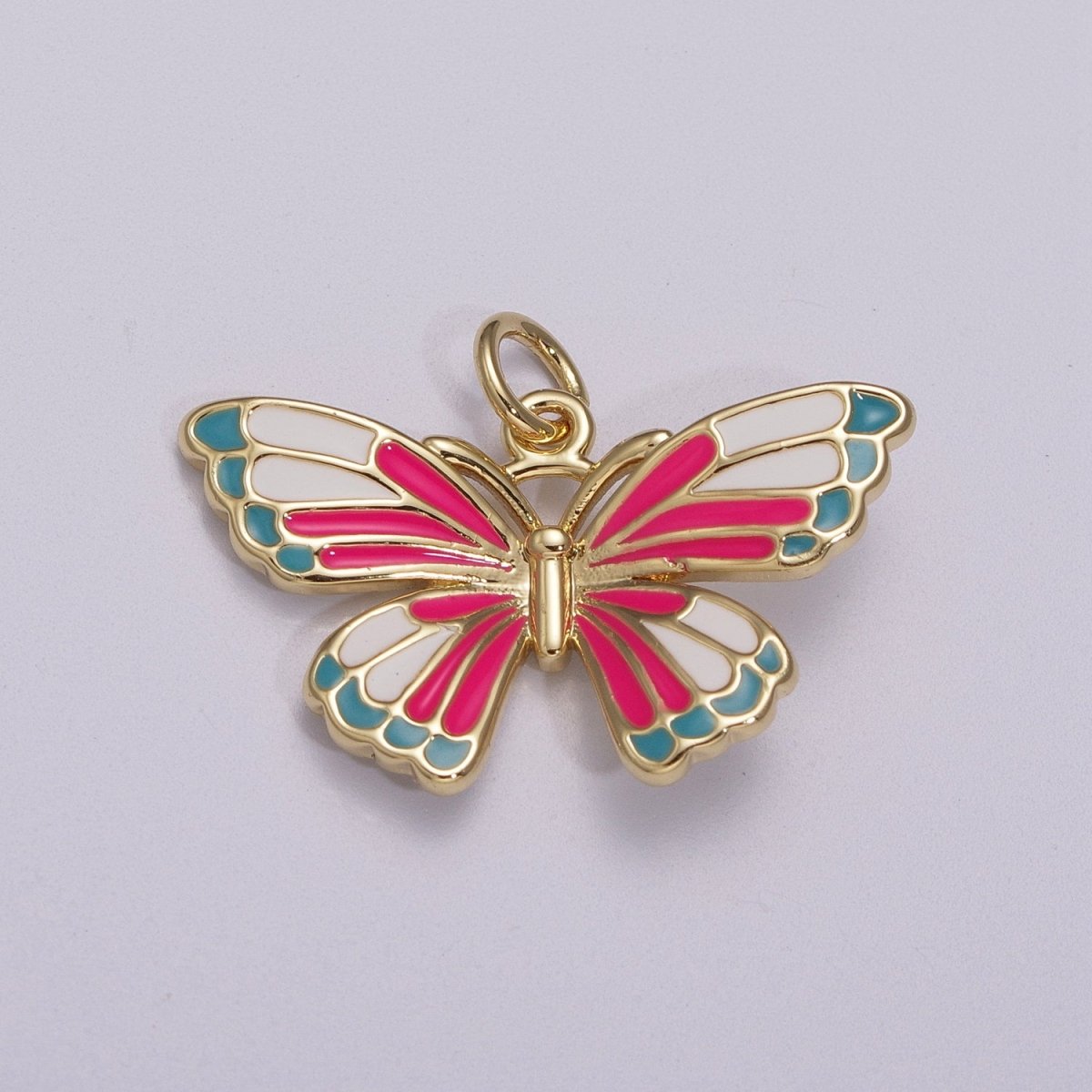 14K Gold Filled Colorful Enamel Butterfly Pendant Mariposa Charm, Pink Teal Yellow Purple Green Enamel Butterfly, Necklace Pendant M-907 to M-908