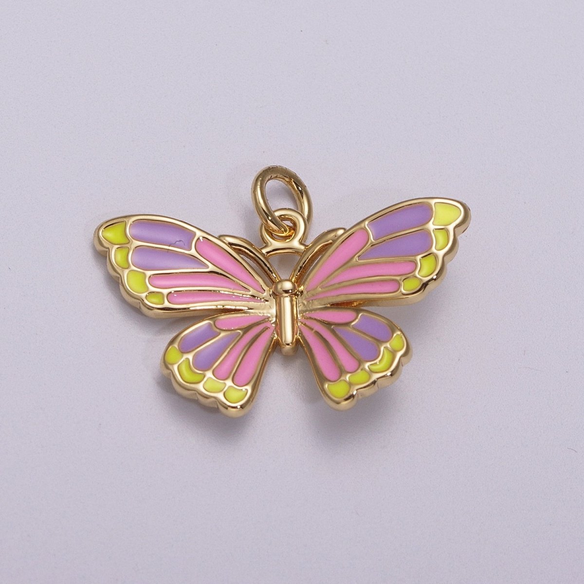 14K Gold Filled Colorful Enamel Butterfly Pendant Mariposa Charm, Pink Teal Yellow Purple Green Enamel Butterfly, Necklace Pendant M-907 to M-908