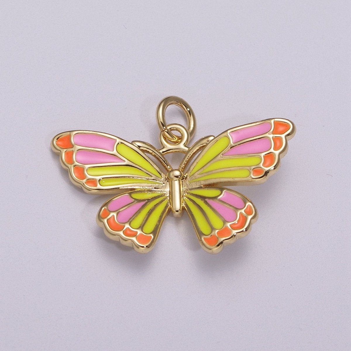 14K Gold Filled Colorful Enamel Butterfly Pendant Mariposa Charm, Pink Teal Yellow Purple Green Enamel Butterfly, Necklace Pendant M-907 to M-908