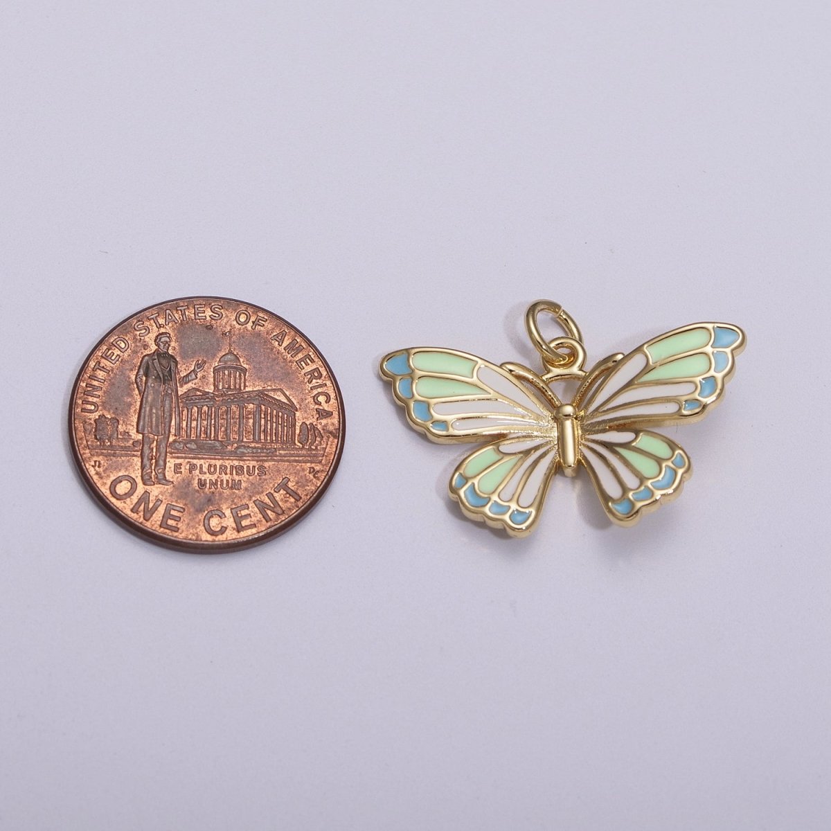 14K Gold Filled Colorful Enamel Butterfly Pendant Mariposa Charm, Pink Teal Yellow Purple Green Enamel Butterfly, Necklace Pendant M-907 to M-908