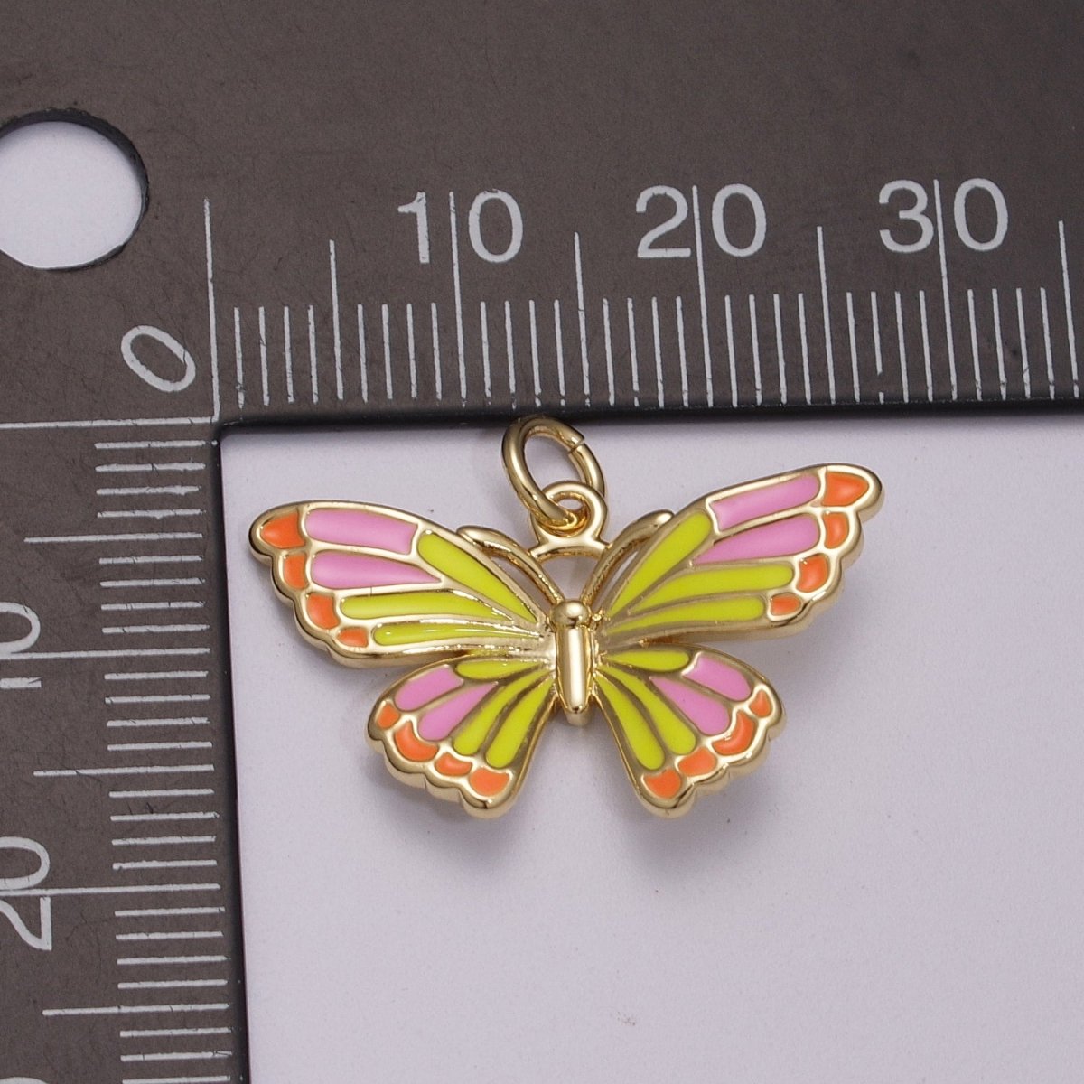 14K Gold Filled Colorful Enamel Butterfly Pendant Mariposa Charm, Pink Teal Yellow Purple Green Enamel Butterfly, Necklace Pendant M-907 to M-908