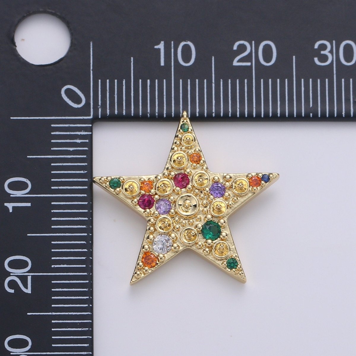 14K Gold Filled Colorful Star CZ Pendant, Micro Pave Cubic Zirconia Star Charm, Celestial Charm, Gold Star Charm for Bracelet Necklace Charm J-019