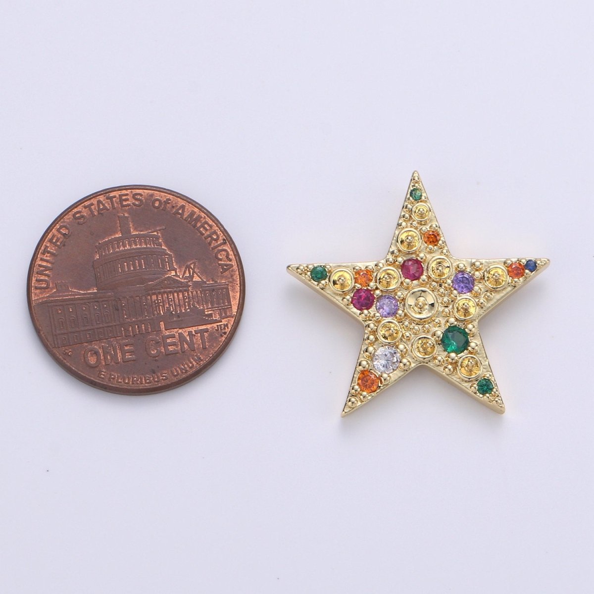 14K Gold Filled Colorful Star CZ Pendant, Micro Pave Cubic Zirconia Star Charm, Celestial Charm, Gold Star Charm for Bracelet Necklace Charm J-019