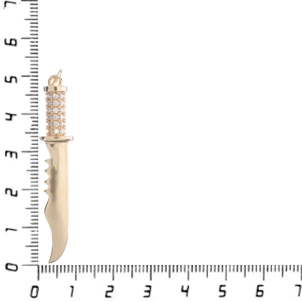 14K Gold Filled Combat Military Knife Charm Pendant Cz Cubic Zircon w/ Bails Findings for Earring Necklace Jewelry Making Supplies H-797
