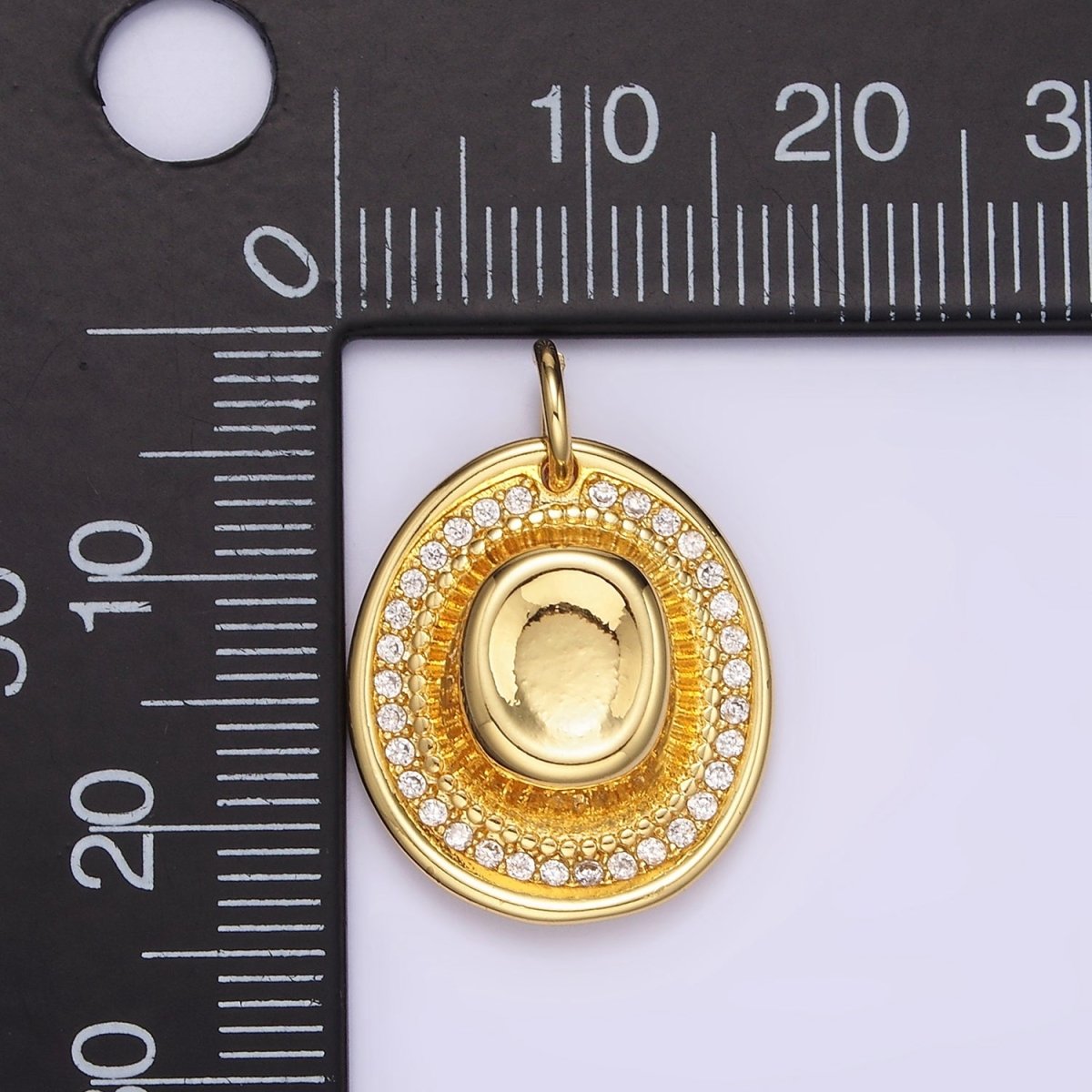 14K Gold Filled Cowboy Hat Clear CZ Lined Charm | N1528