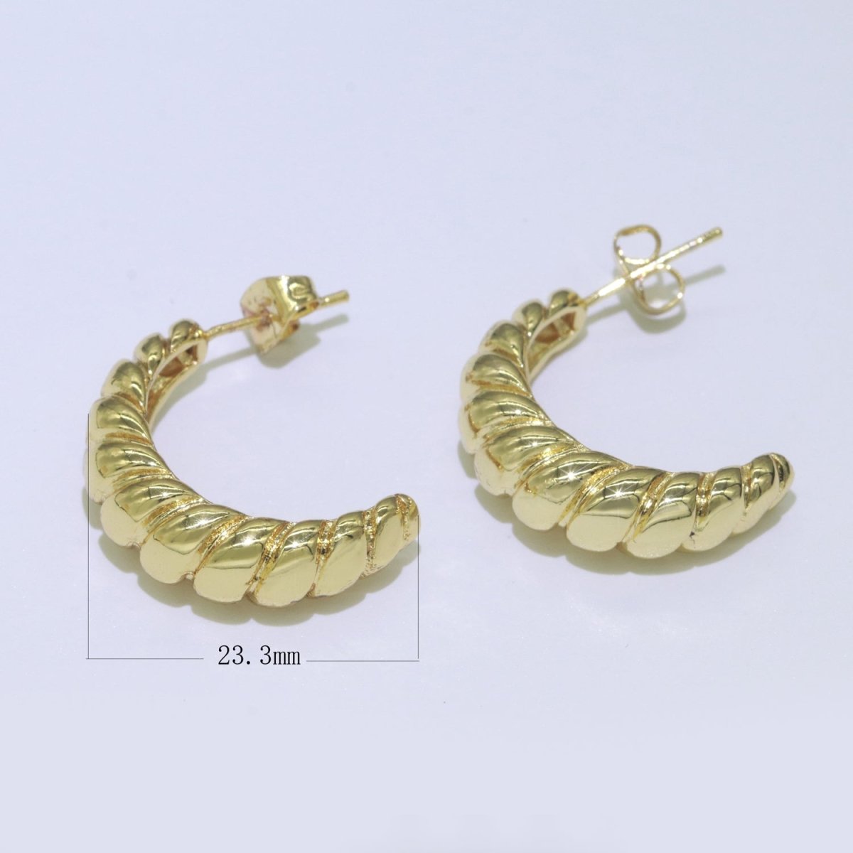 14k Gold Filled Croissant Hoop Earrings, Hypoallergenic Posts Bold Style Women Jewelry P-239