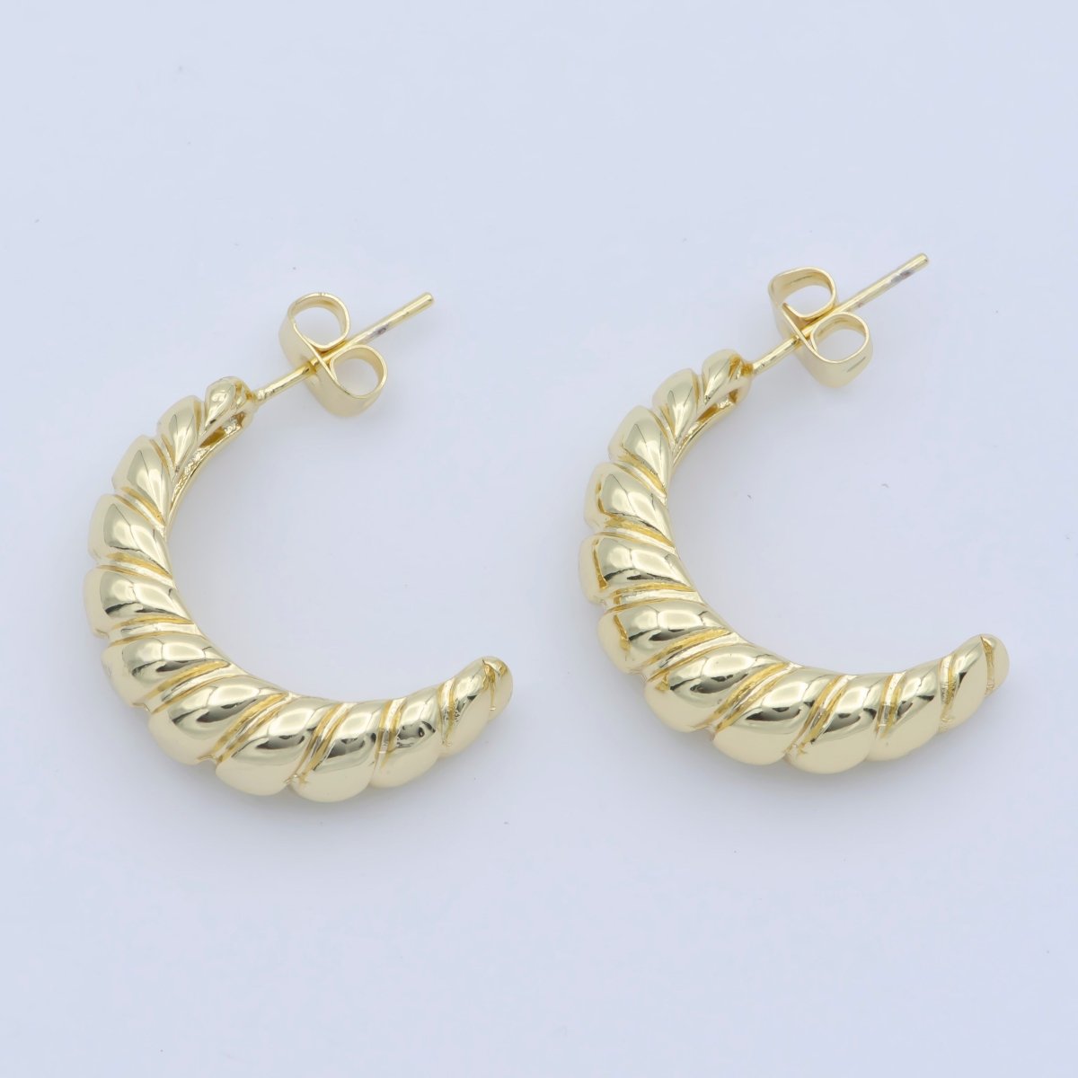 14k Gold Filled Croissant Hoop Earrings, Hypoallergenic Posts Bold Style Women Jewelry P-239