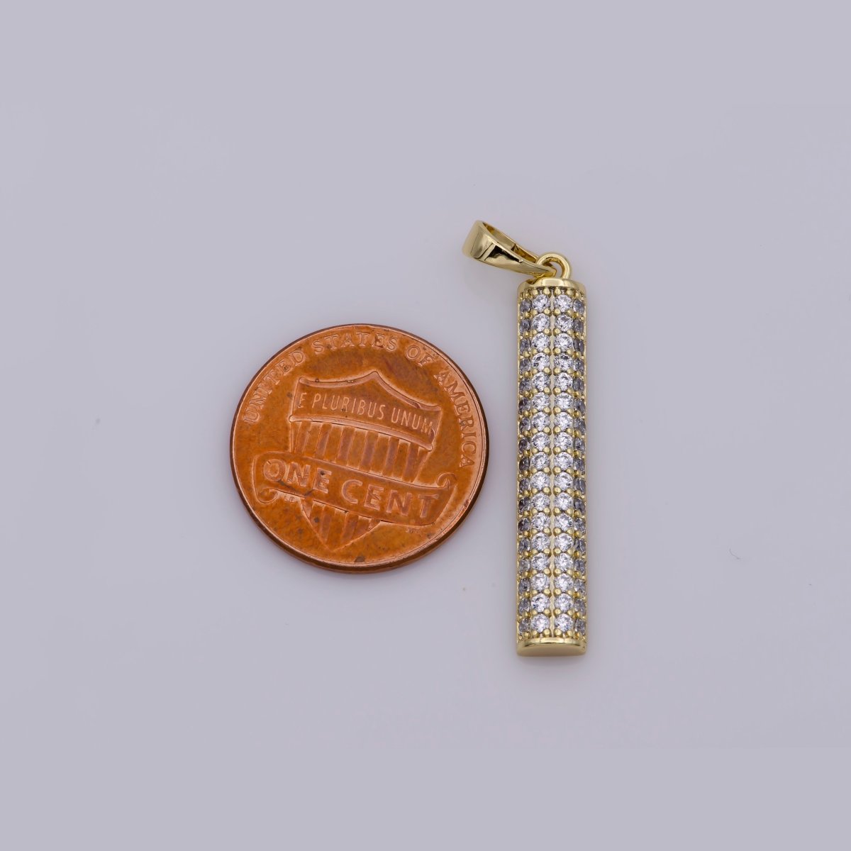 14K Gold Filled Crystal Half Round Bar Pendants  I-548