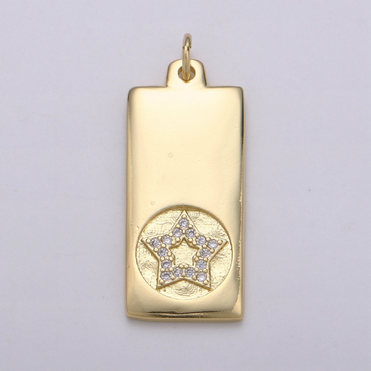 14k Gold Filled Cubic Zirconia Moon Star Butterfly Evil Eye Dog Tag Charm Celestial CZ Add-on Medallion Gold Filled CZ Pendant, Heart Cross D-835 TO D-842