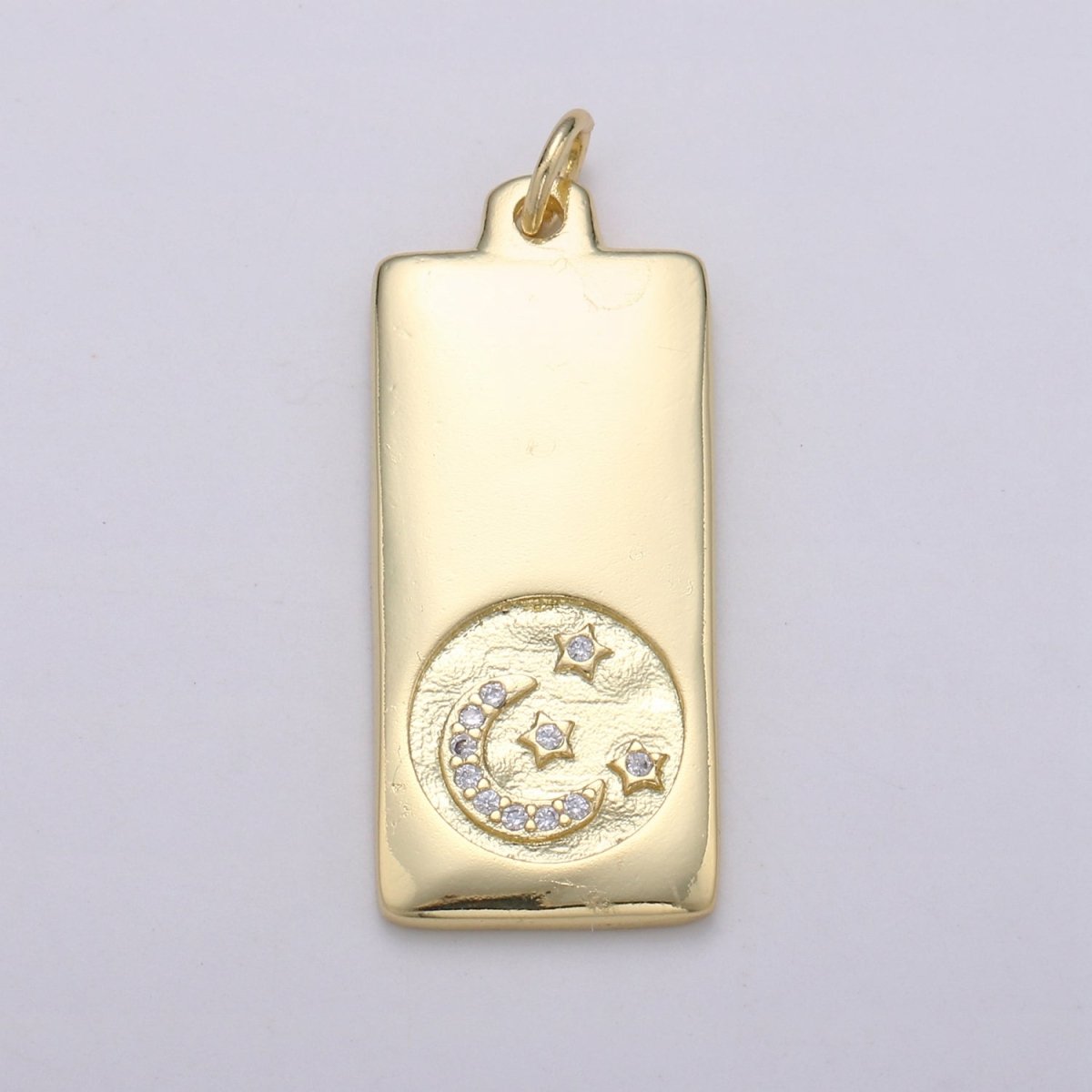 14k Gold Filled Cubic Zirconia Moon Star Butterfly Evil Eye Dog Tag Charm Celestial CZ Add-on Medallion Gold Filled CZ Pendant, Heart Cross D-835 TO D-842