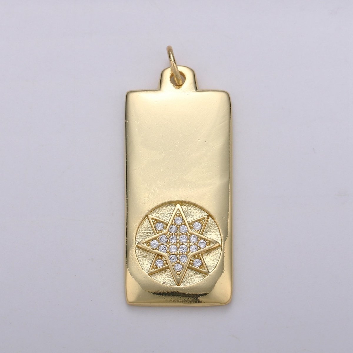 14k Gold Filled Cubic Zirconia Moon Star Butterfly Evil Eye Dog Tag Charm Celestial CZ Add-on Medallion Gold Filled CZ Pendant, Heart Cross D-835 TO D-842